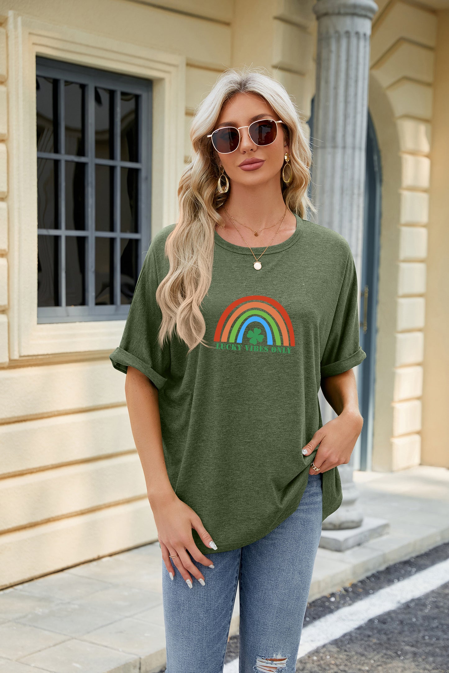 St Patrick’s Day Lucky Clover Rainbow Graphic Tee