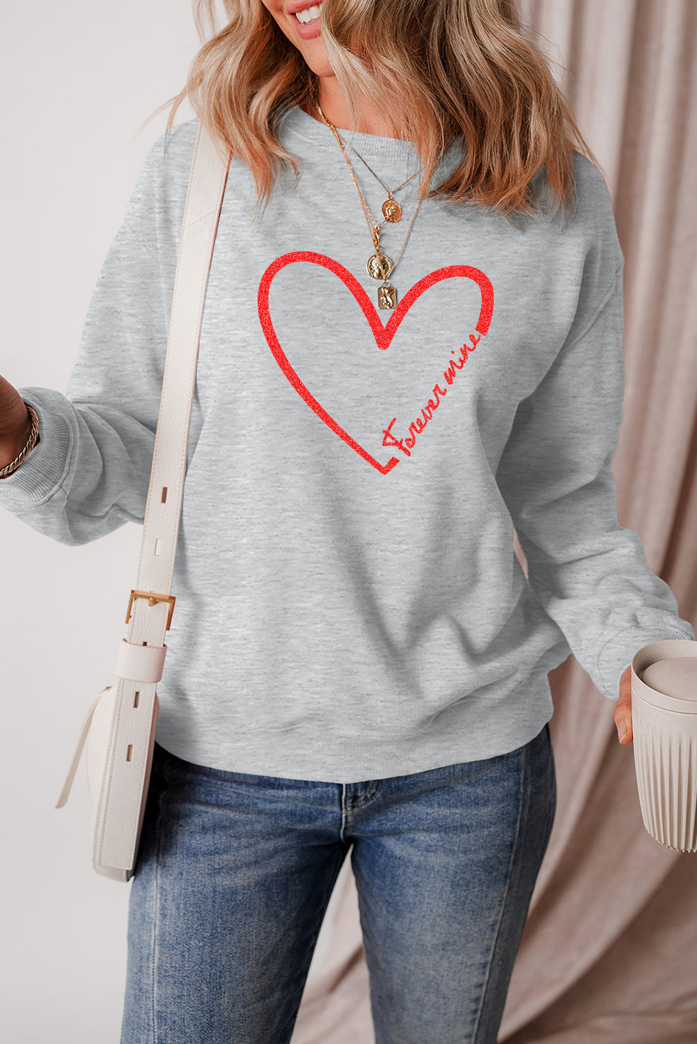 Valentine’s Day Forever Mine Heart Graphic Sweatshirt