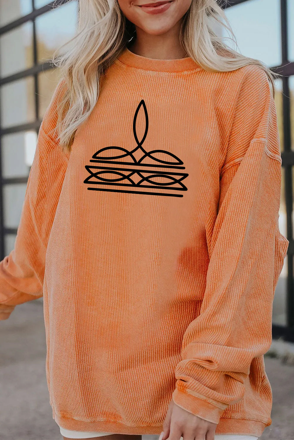 Western Minimal Line Art Casual Sweatshirt