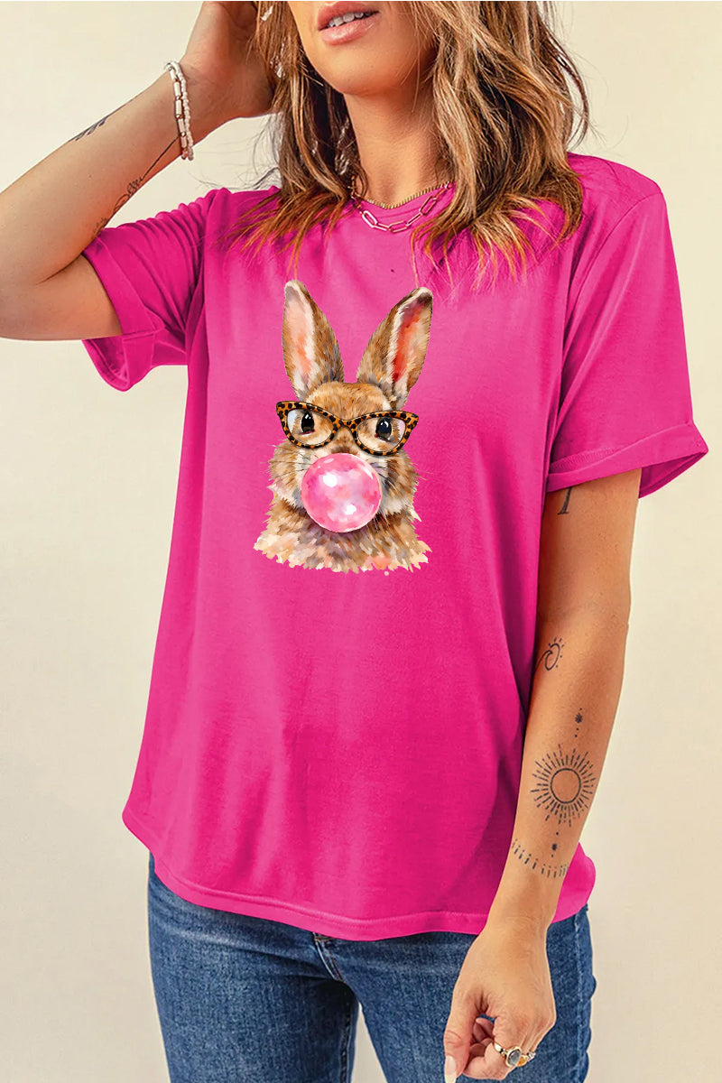 Cute Easter Bunny Graphic Tee Women Spring Casual Shirt