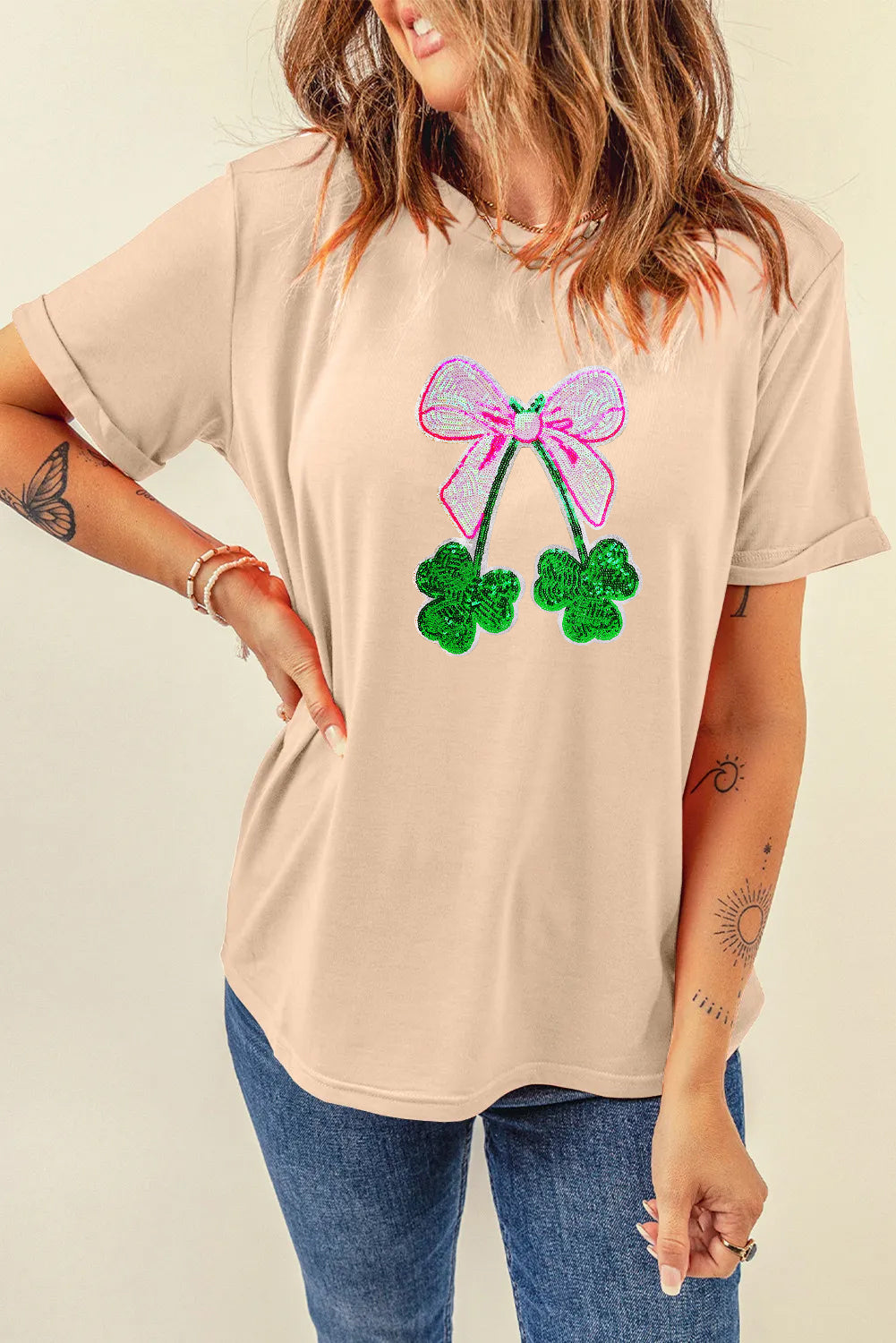 Saint Patrick’s Day Bow Clover Graphic T Shirt