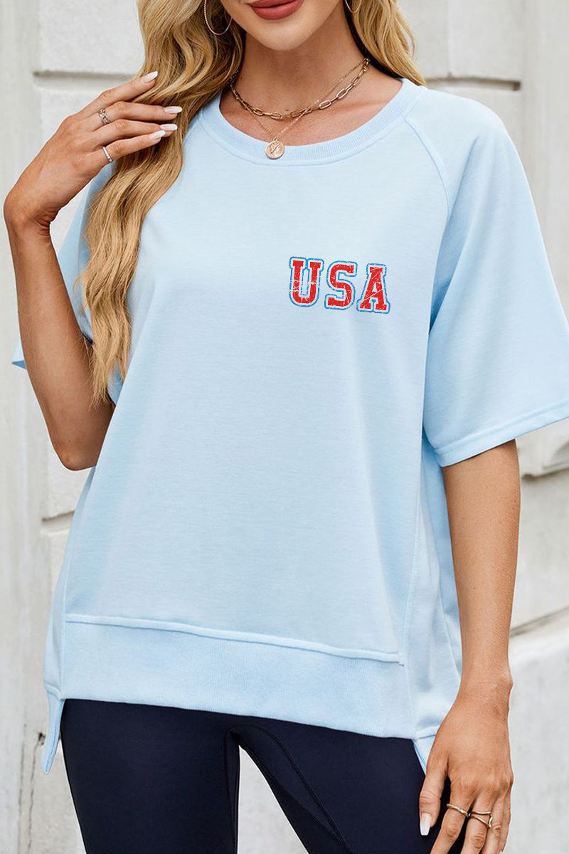 Oversized USA Back Print Fourth of July Tee