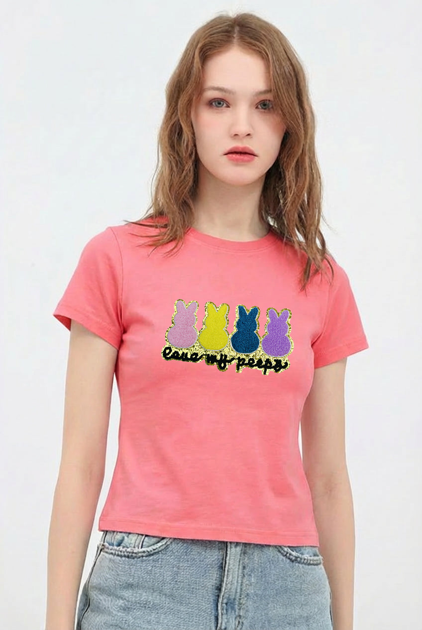 Easter Bunny Sequin Graphic Cotton Casual T Shirt