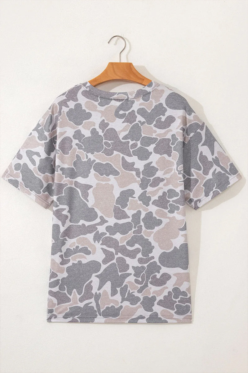 Camo America Graphic Patriotic T Shirt Summer Top