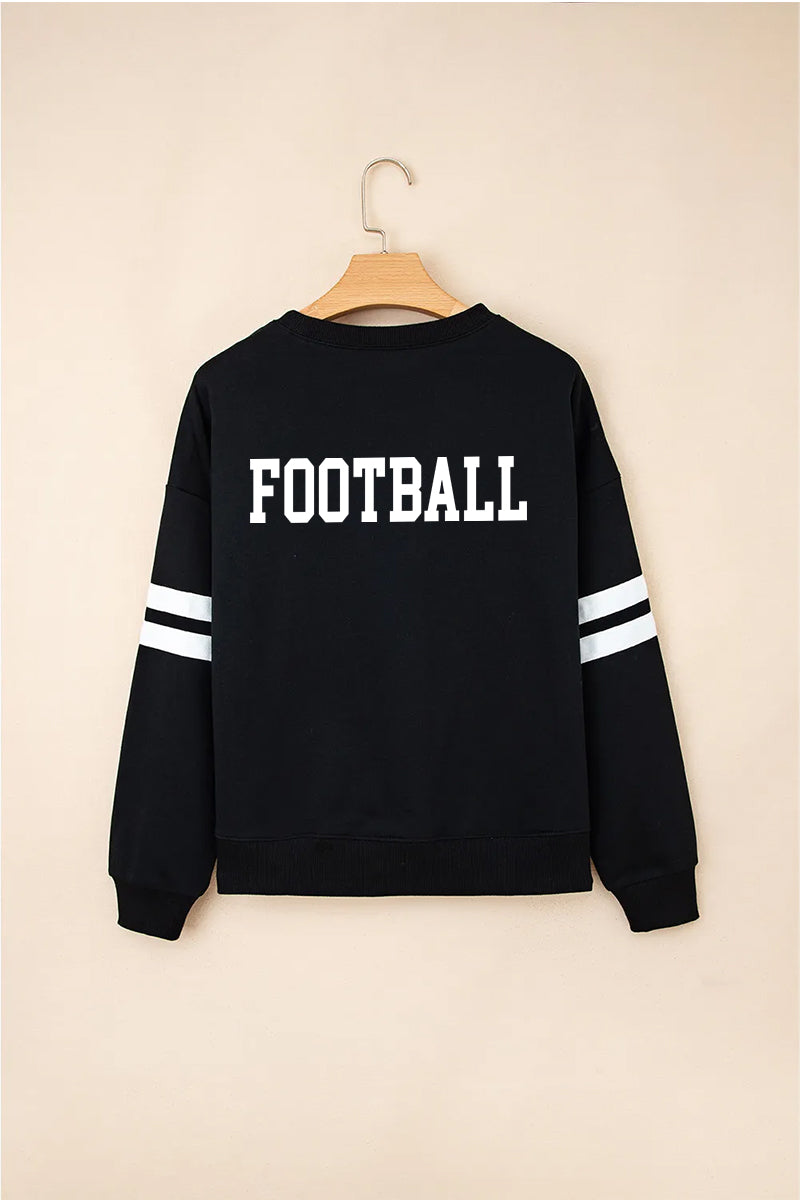 Graphic Cotton Sweatshirt GameDay Oversized Drop-Shoulder Striped