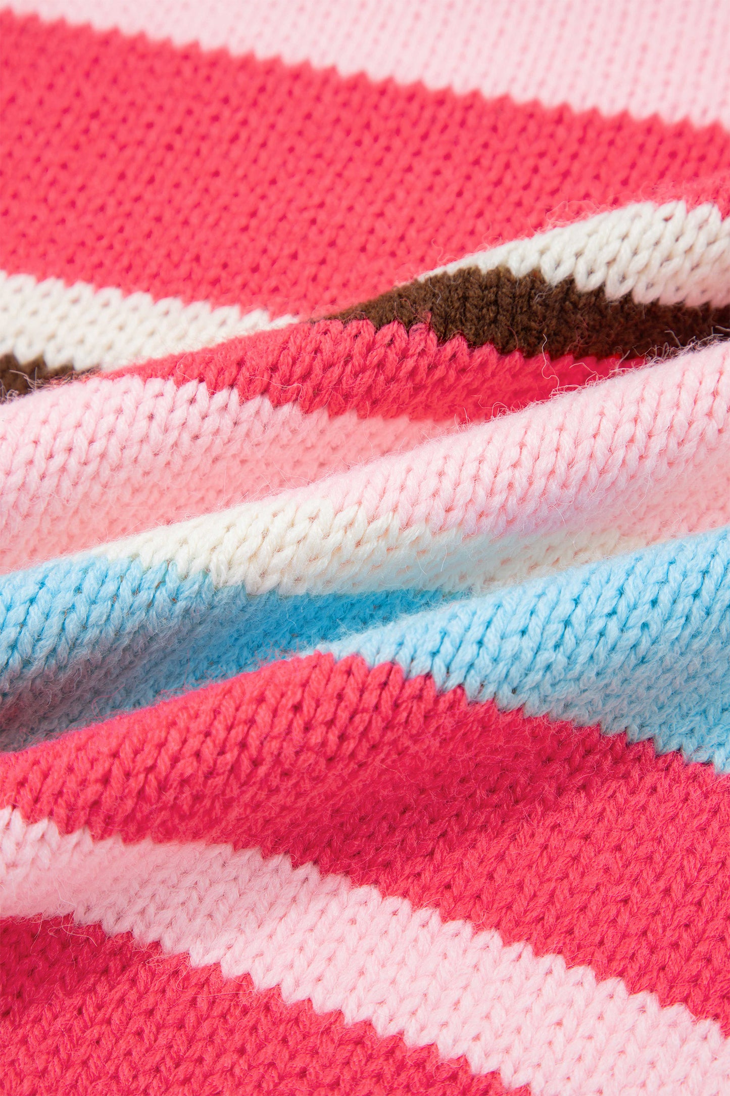 Pink Stripe Striped Colorblock Drop Shoulder Cardigan