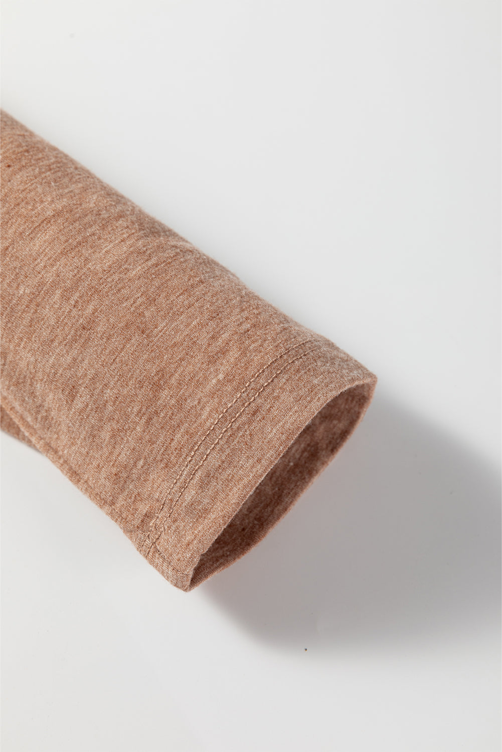 Fresh Salmon Floral Patchwork V Neck Long Sleeve T Shirt