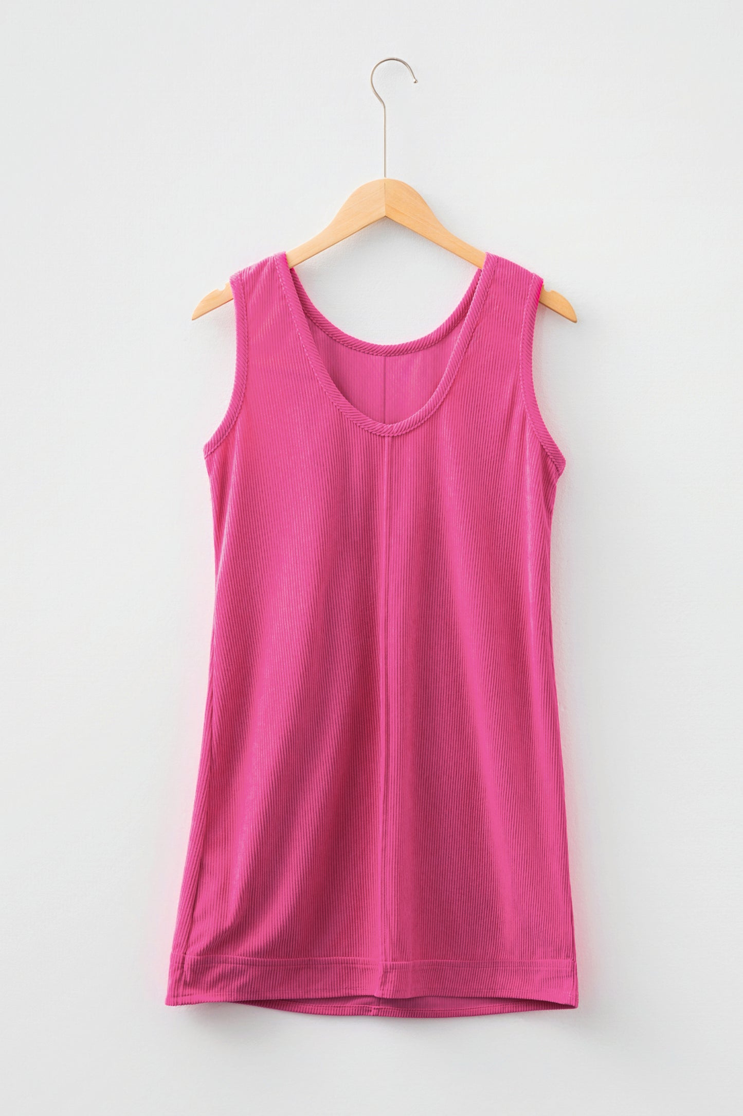 Corduroy Sleeveless Mini Dress With Patched Pockets