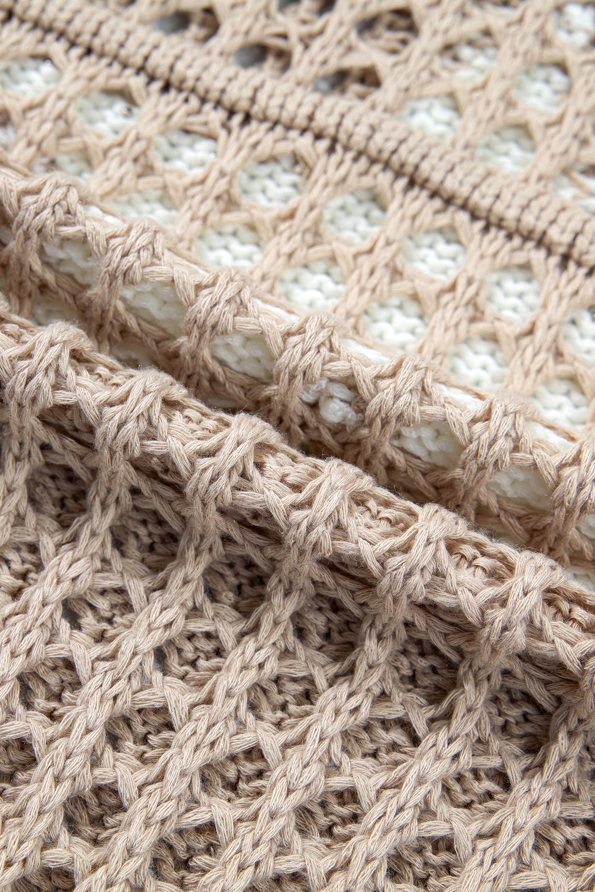 Sage Green Star Pattern Crochet Hooded Drawstring Sweater