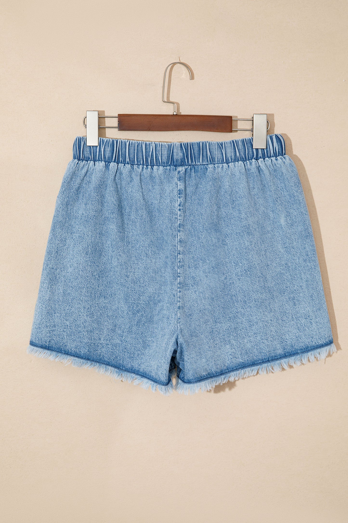 Washed Denim Shorts Drawstring Frayed Casual Summer