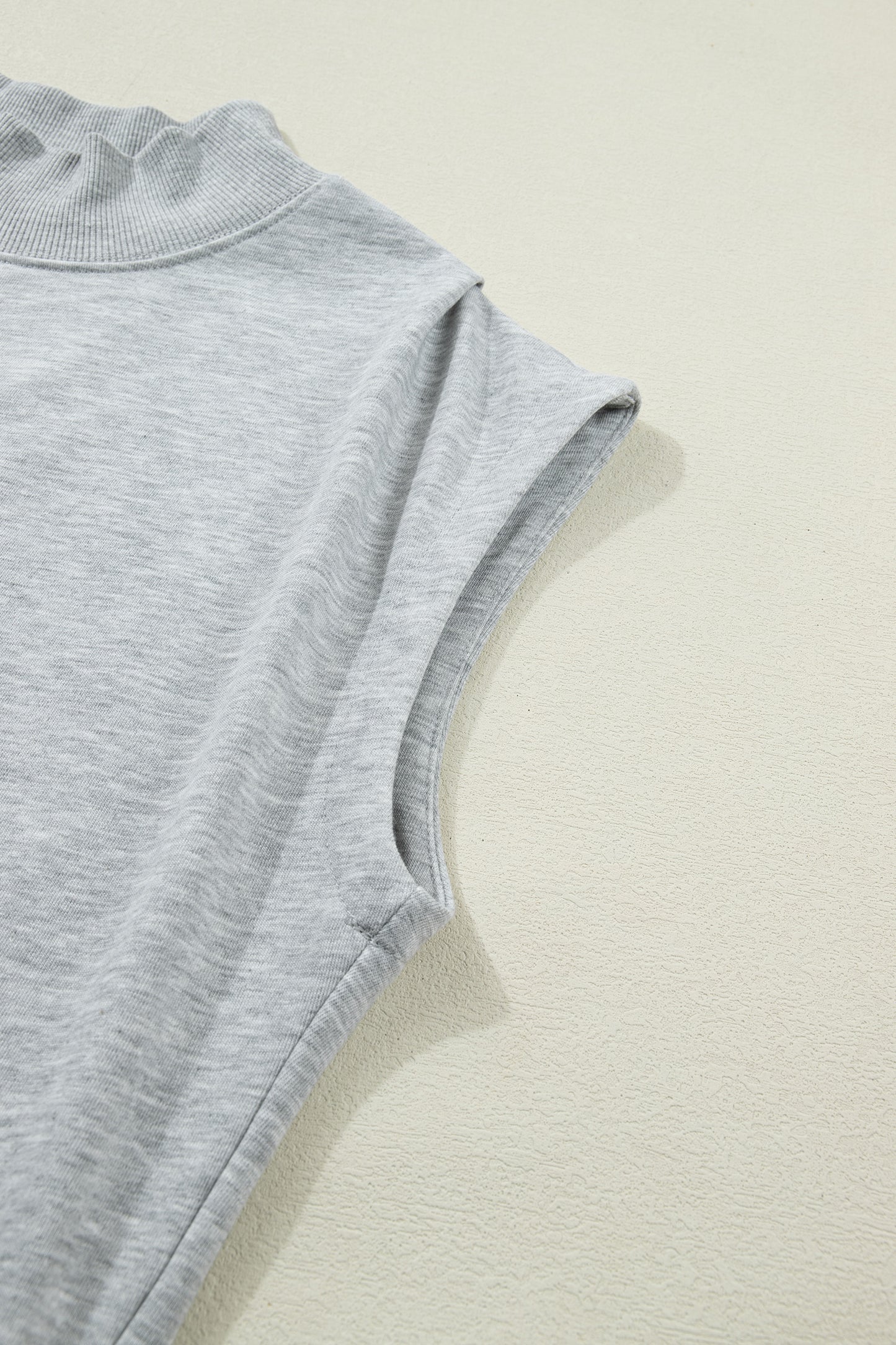 Black Solid Color High Neck Cap Sleeve Loose Top