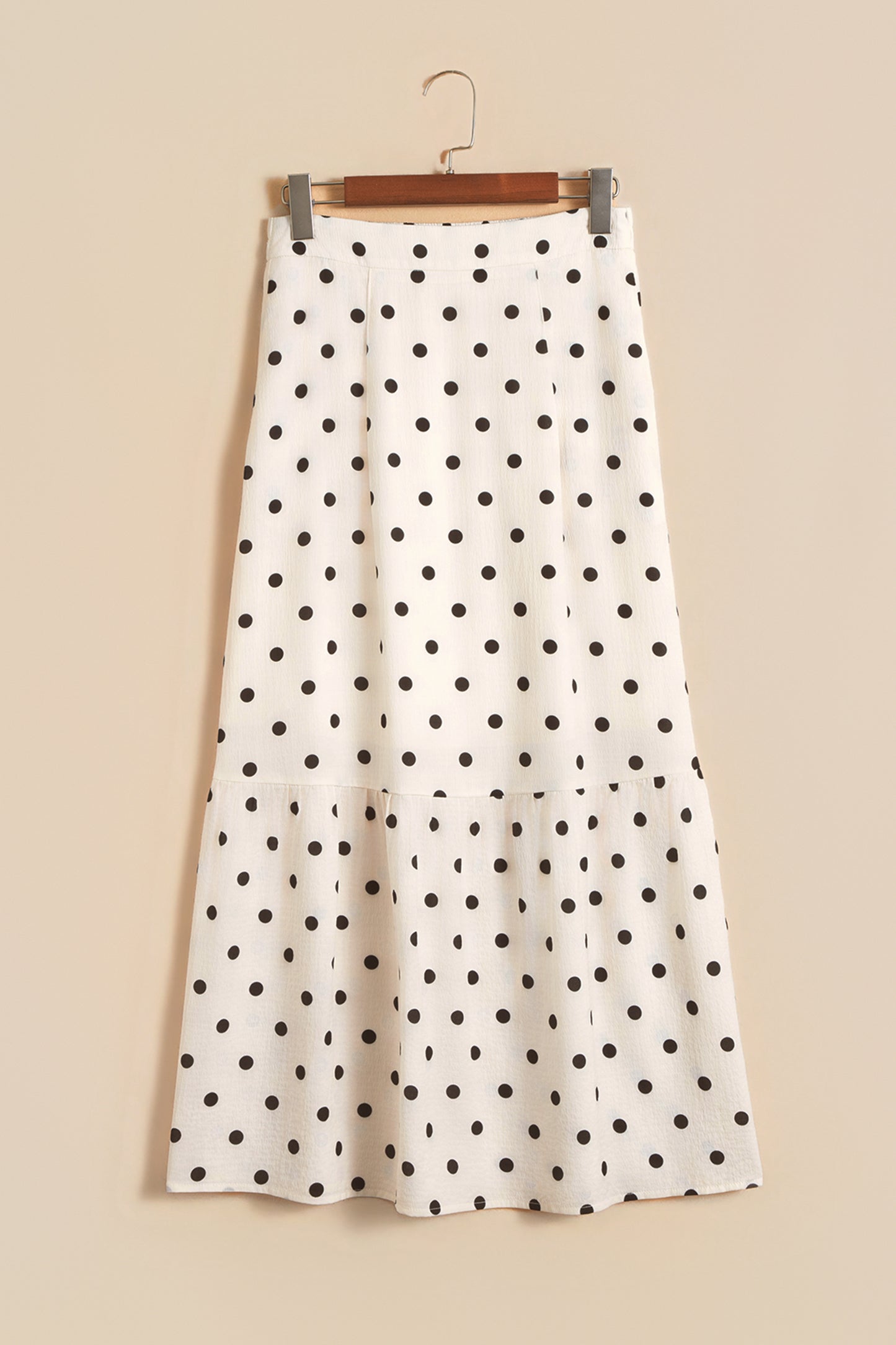 Polka Dot Maxi Skirt Side Slit Vacation Skirt
