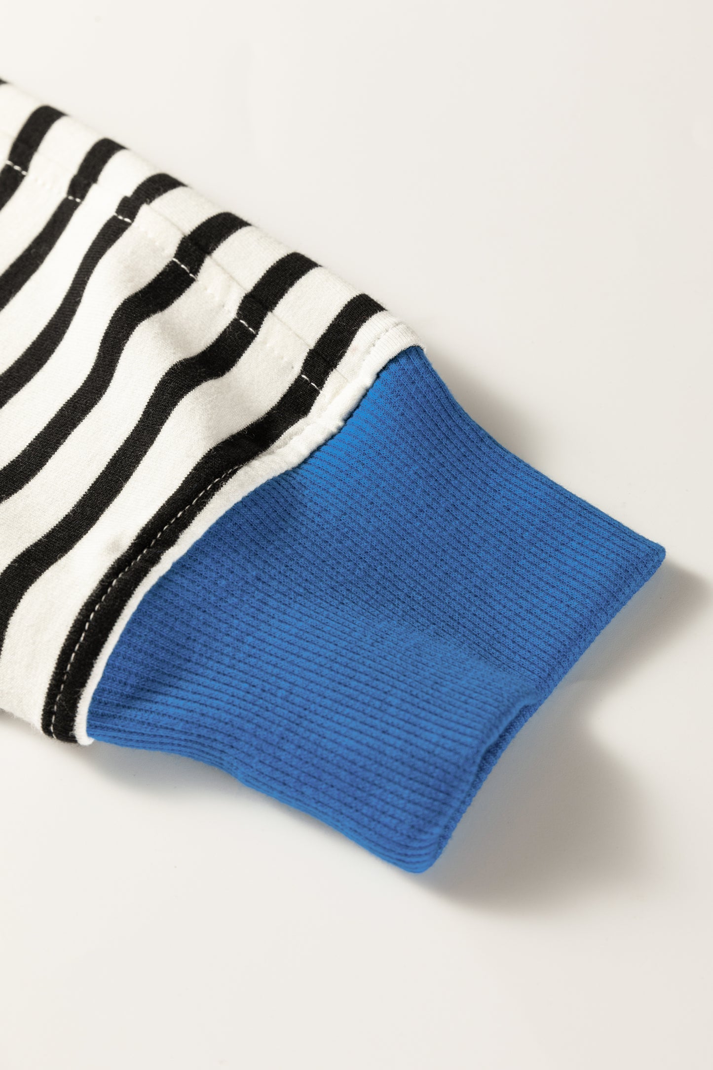 Black Stripe Color Block Patchwork Button Polo Collar Side Slit Sweatshirt