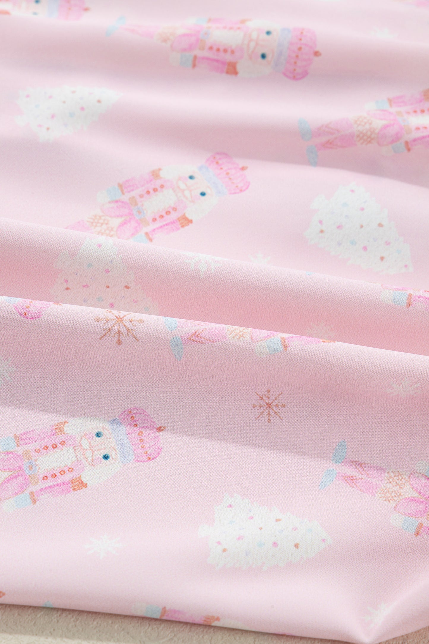 Pink Bow Tie Front Christmas Nutcracker Long Sleeve Shirt Shorts Pajama Set