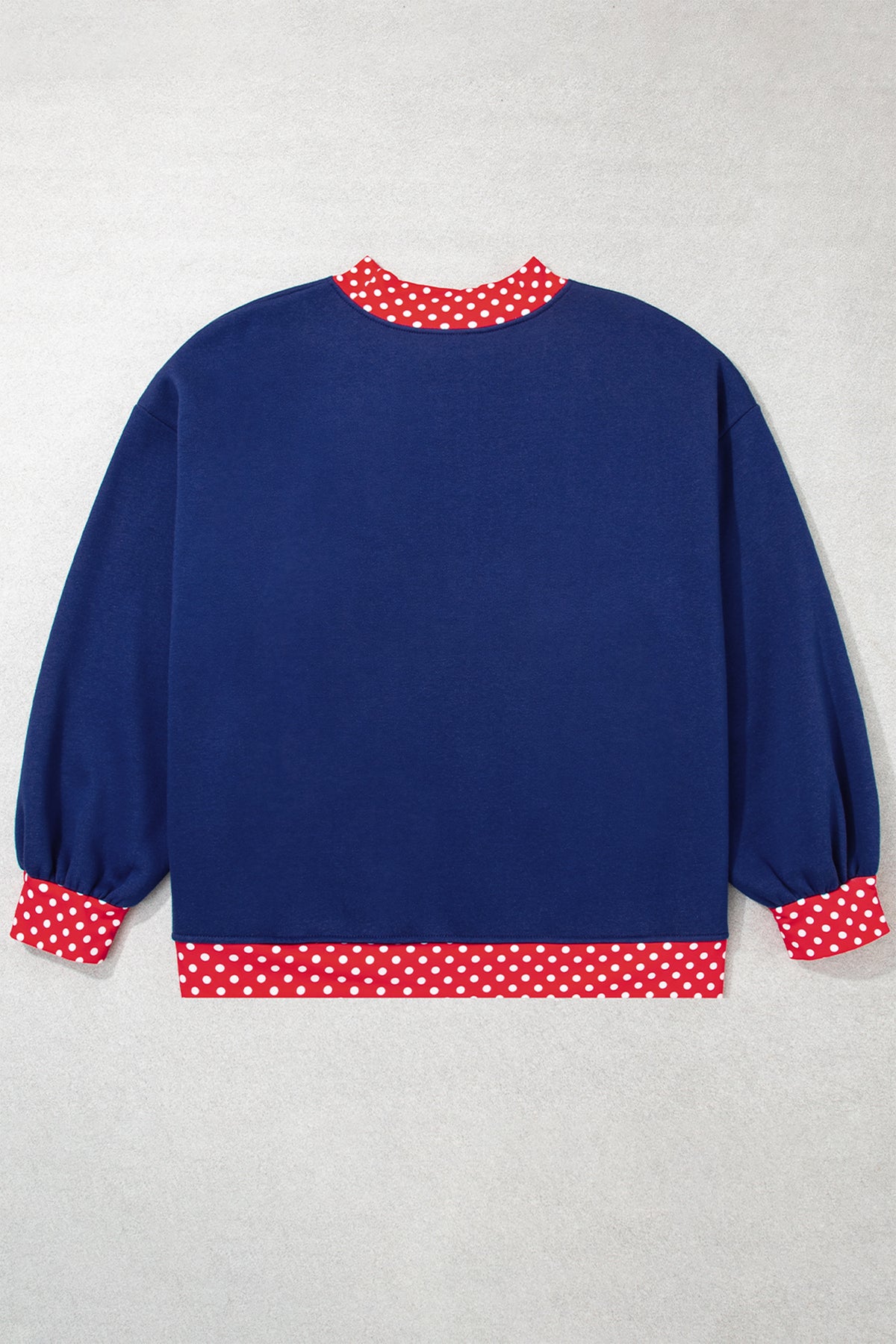 Red Polka Dot Patchwork Round Neck Plus Size Sweatshirt