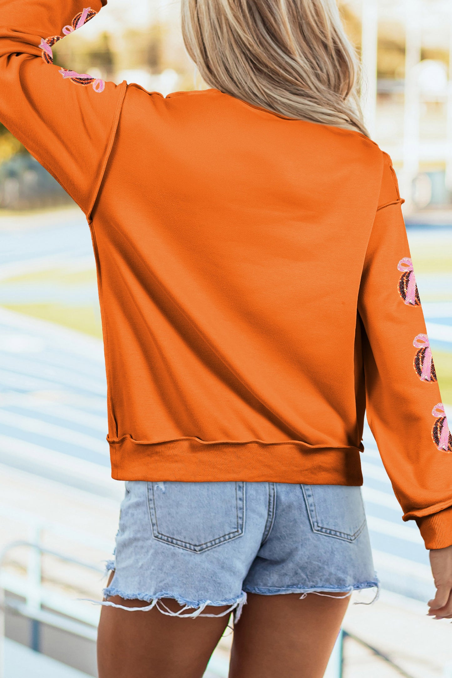 Carrot Sequined Pumpkin Applique Pumpkin Graphic Customized Sweatshirt