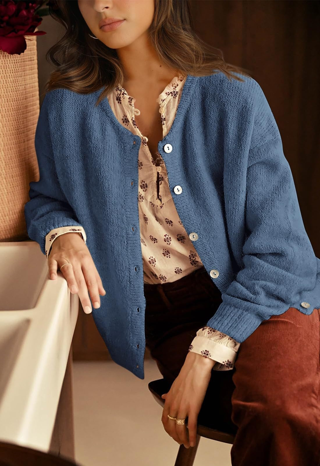 Textured Knit Button Front Cozy Cardigan