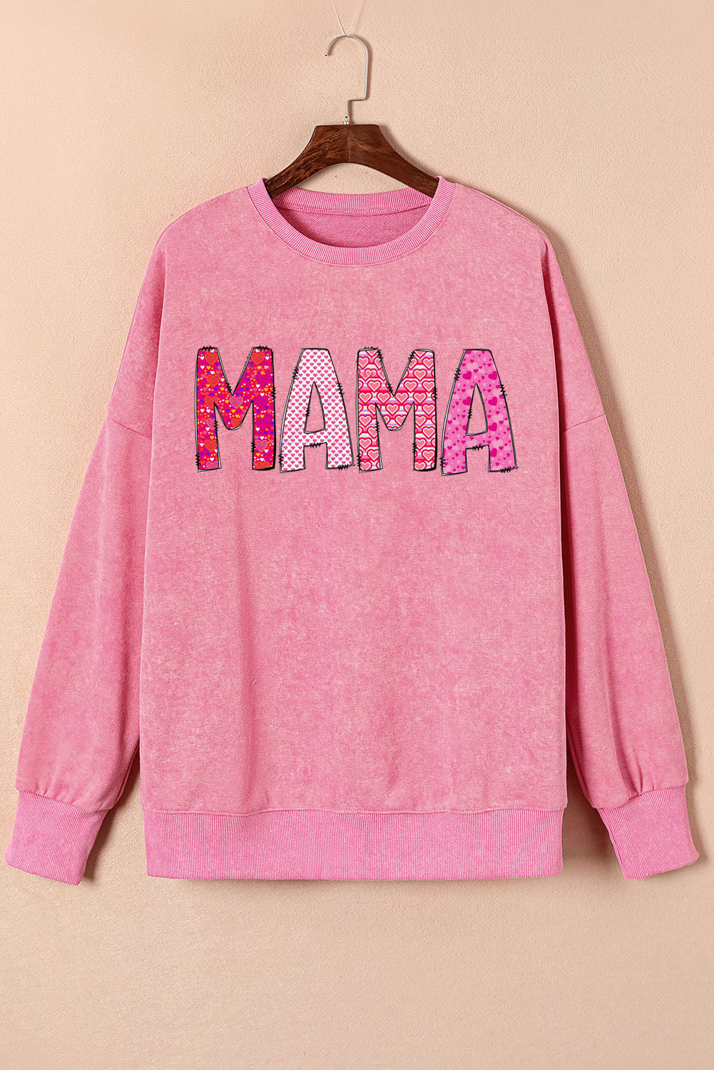 MAMA Letters Print Drop Shoulder Ribbed Trim Oversized Sweatshirt