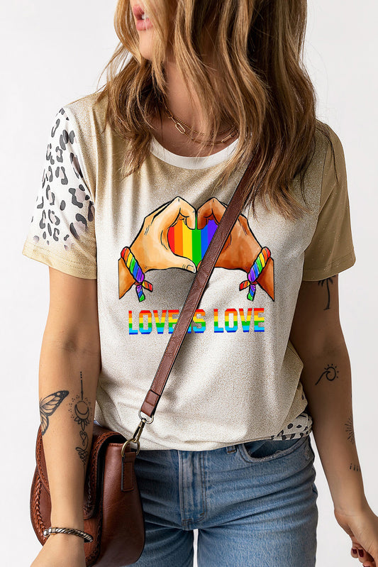 Pride Bleached Leopard Print Crew Neck T Shirt