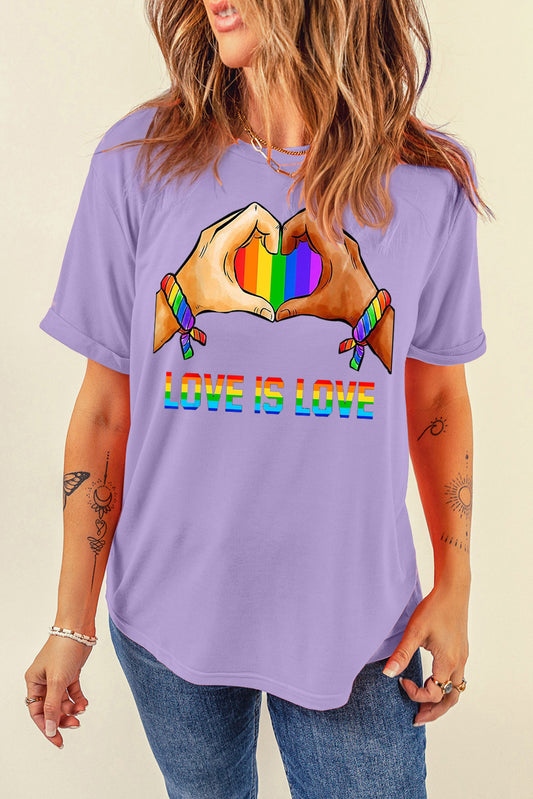 Pride Moon Print Casual Plain Crew Neck T-Shirt