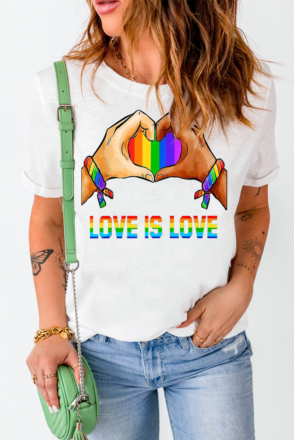 Pride Moon Print Casual Plain Crew Neck T-Shirt