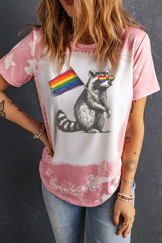 Pride Pink Tie Dye Color Bleached Short Sleeve T Shirt