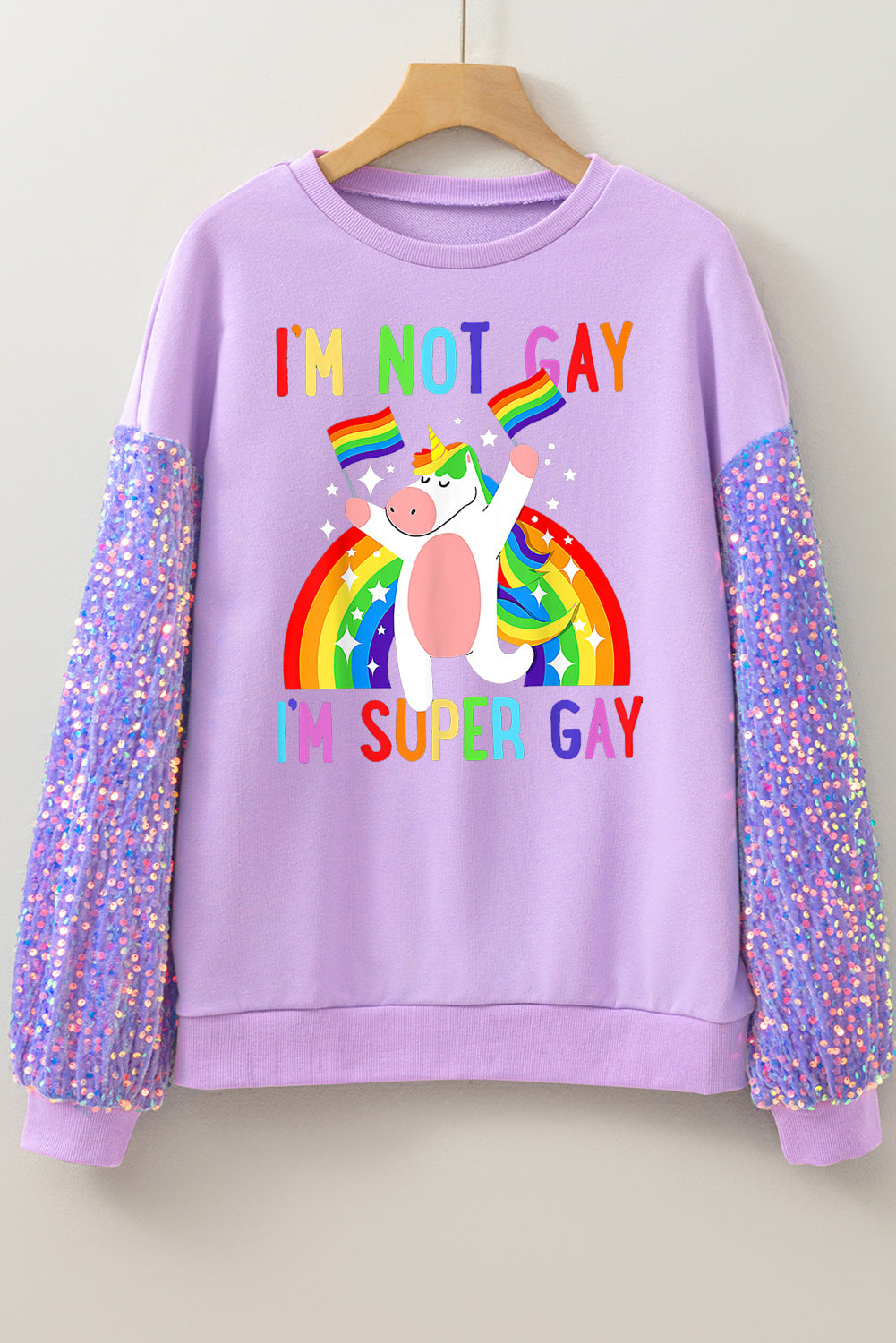 Cute Rainbow Unicorn LGBTQ Pride Sequin Pullover Sweatshirt