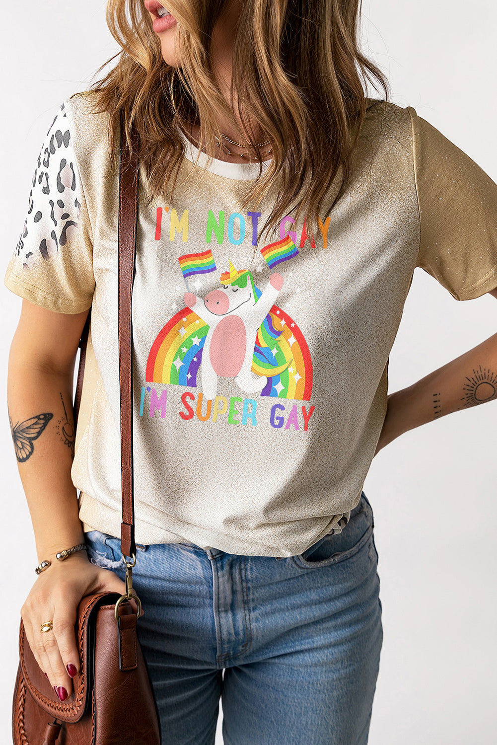 Leopard Print Gold Glitter Unicorn Pride T-Shirt