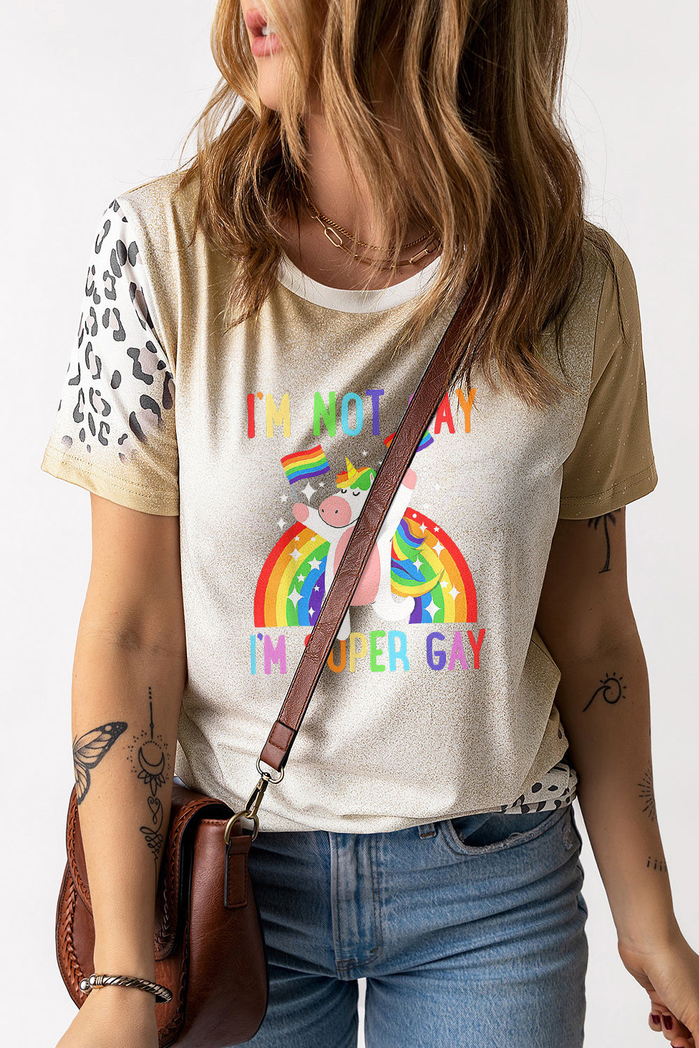 Leopard Print Gold Glitter Unicorn Pride T-Shirt