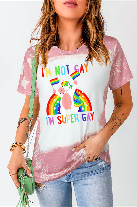 Unicorn Pride Pink Tie-Dye T-Shirt Short Sleeve Casual Top