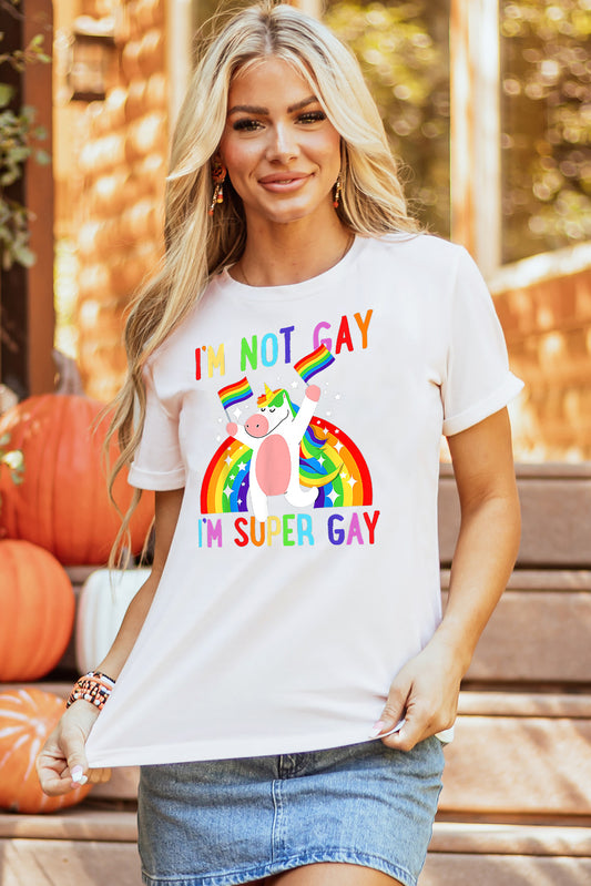 Unicorn Pride Sachet Pink Casual Tee with Round Neck