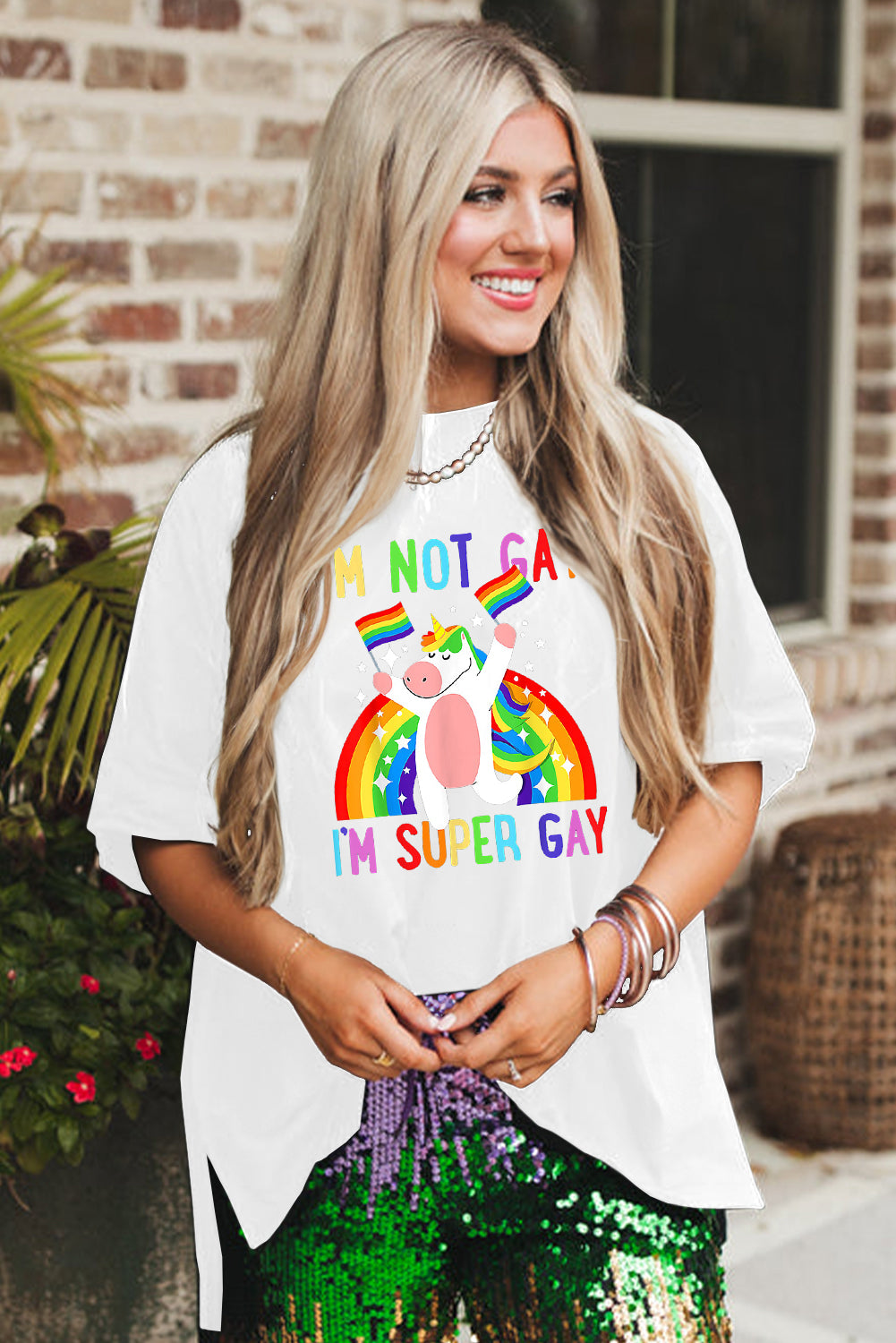 Unicorn Pride White Casual Loose Fit Tee