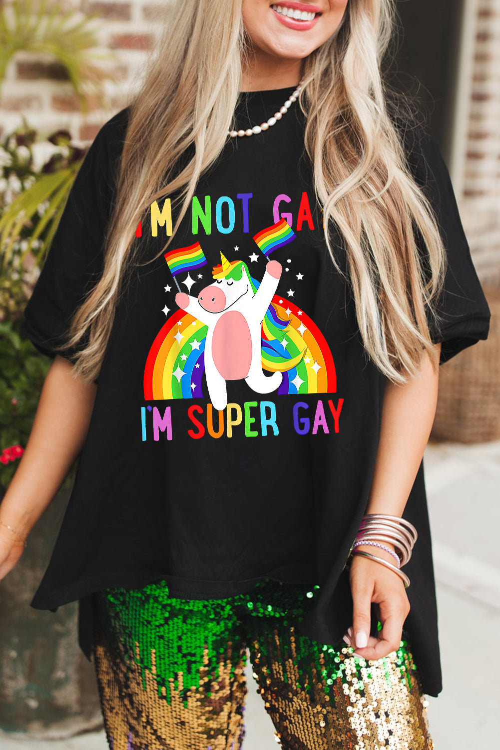 Unicorn Pride White Casual Loose Fit Tee