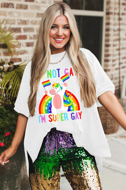 Unicorn Pride White Casual Loose Fit Tee
