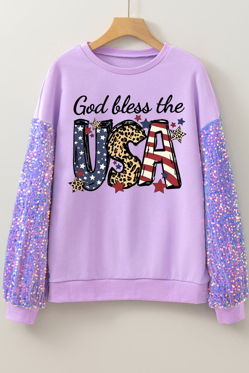 USA Flag Print Patchwork Pullover Top Women Independence Day