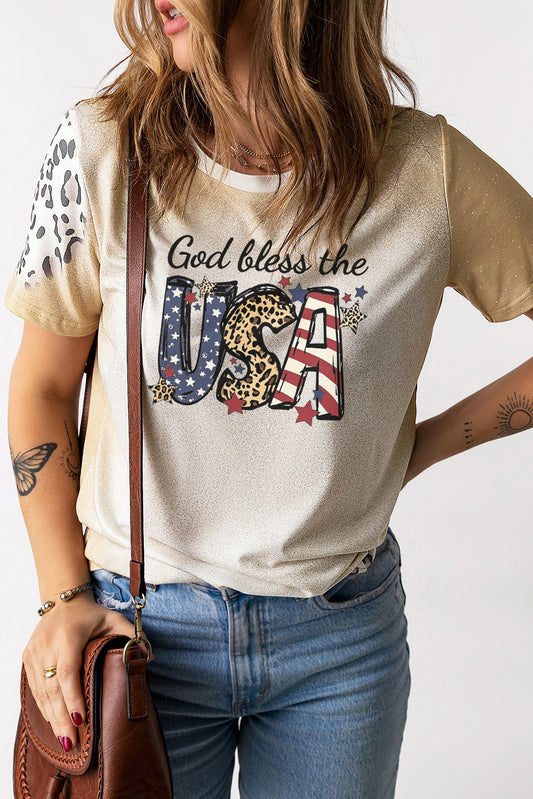 Leopard Print USA Graphic Tee Tie Dye Independence Day