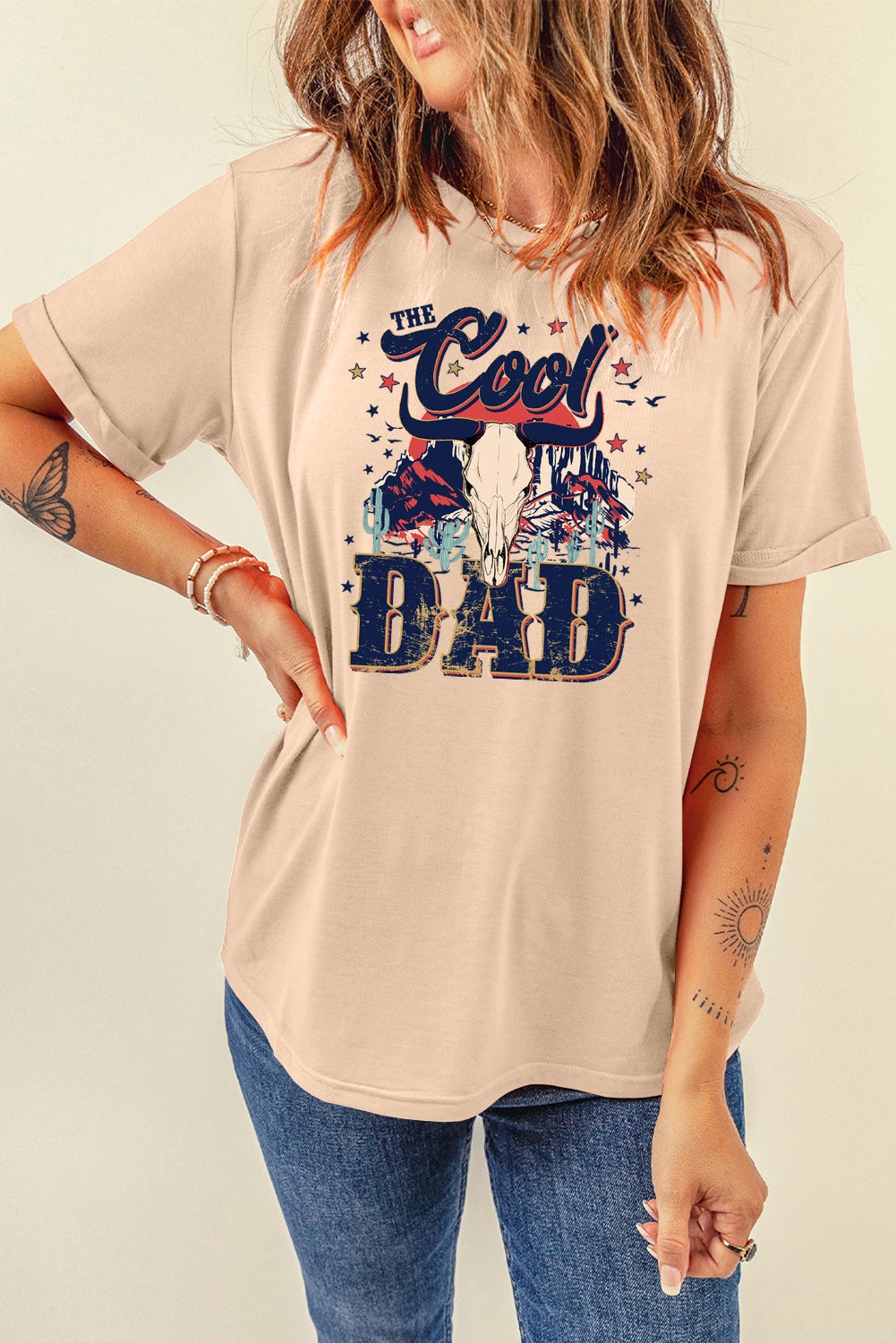 Soft Round Neck Cool Dad Graphic Cotton Tee Summer