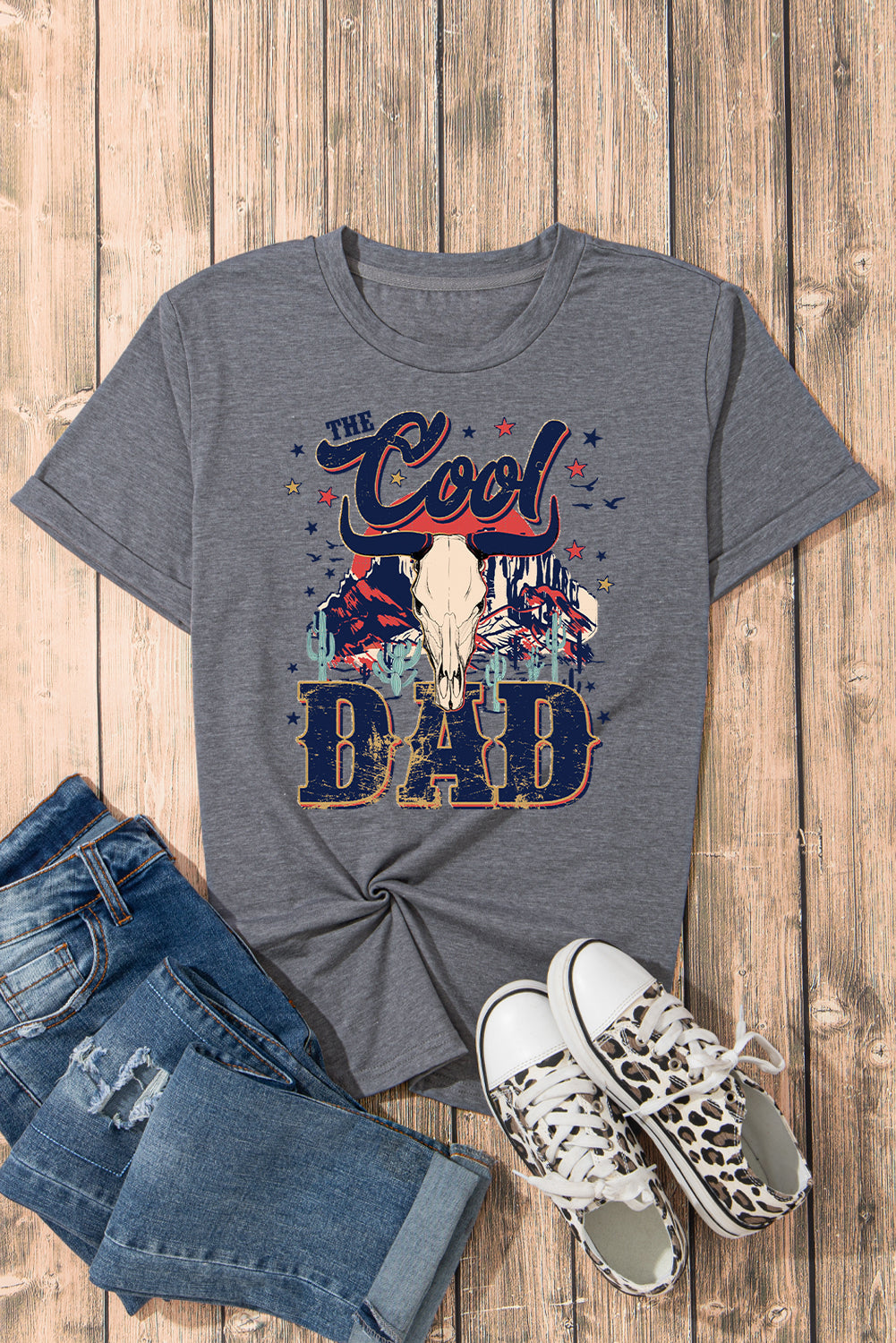 Soft Round Neck Cool Dad Graphic Cotton Tee Summer
