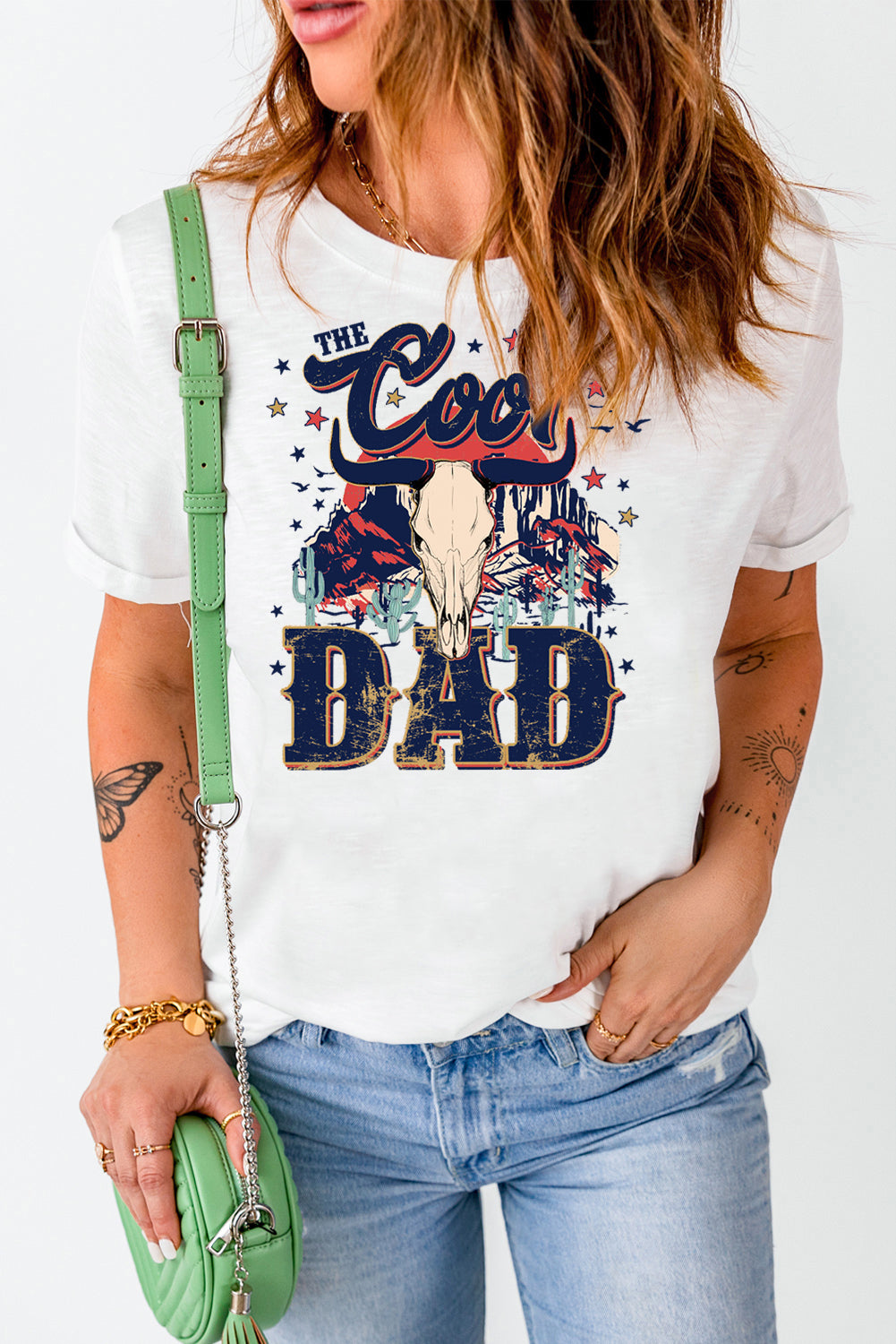 Soft Round Neck Cool Dad Graphic Cotton Tee Summer