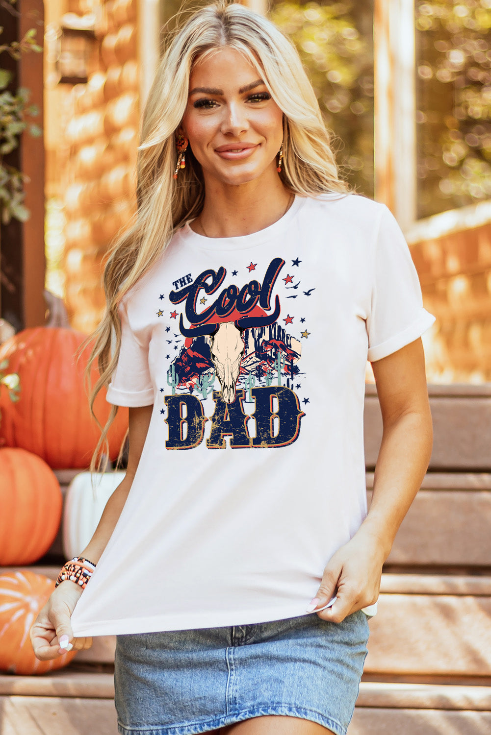 Soft Round Neck Cool Dad Graphic Cotton Tee Summer