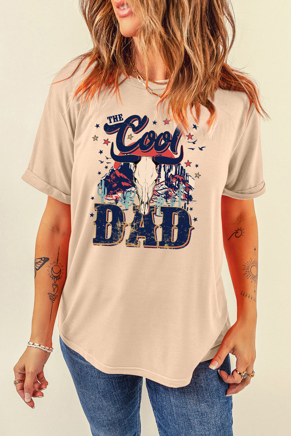 Soft Round Neck Cool Dad Graphic Cotton Tee Summer