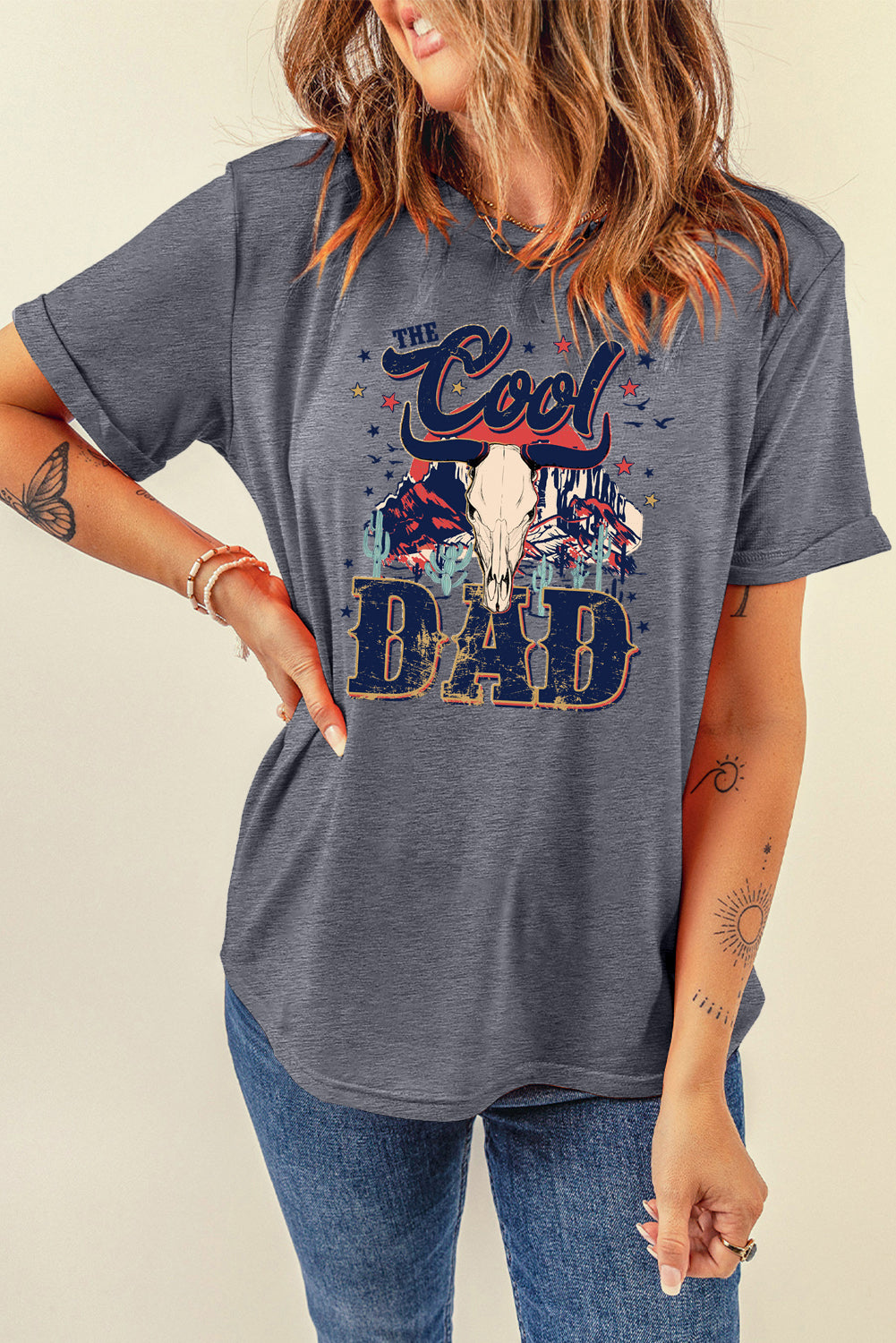 Soft Round Neck Cool Dad Graphic Cotton Tee Summer