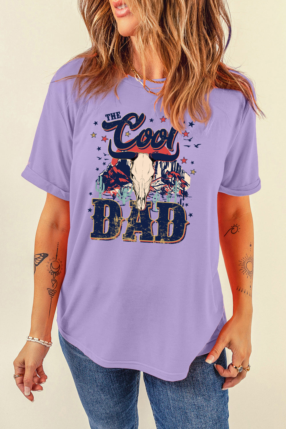 Soft Round Neck Cool Dad Graphic Cotton Tee Summer