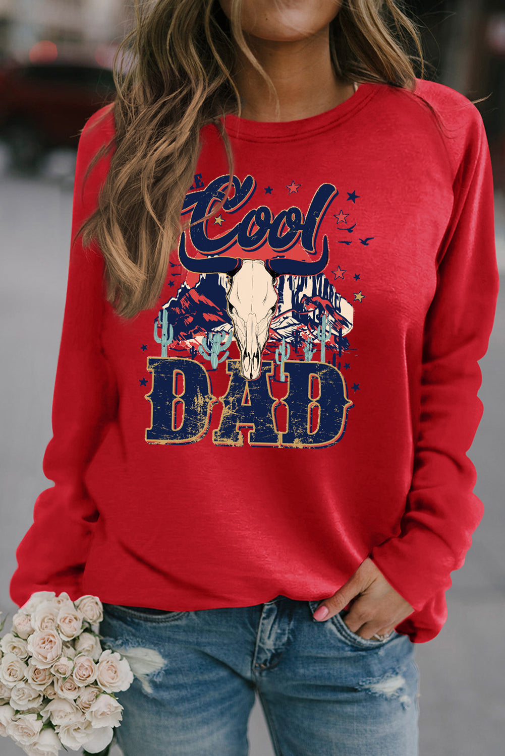 Cool Dad Red Graphic Pullover Sweatshirt