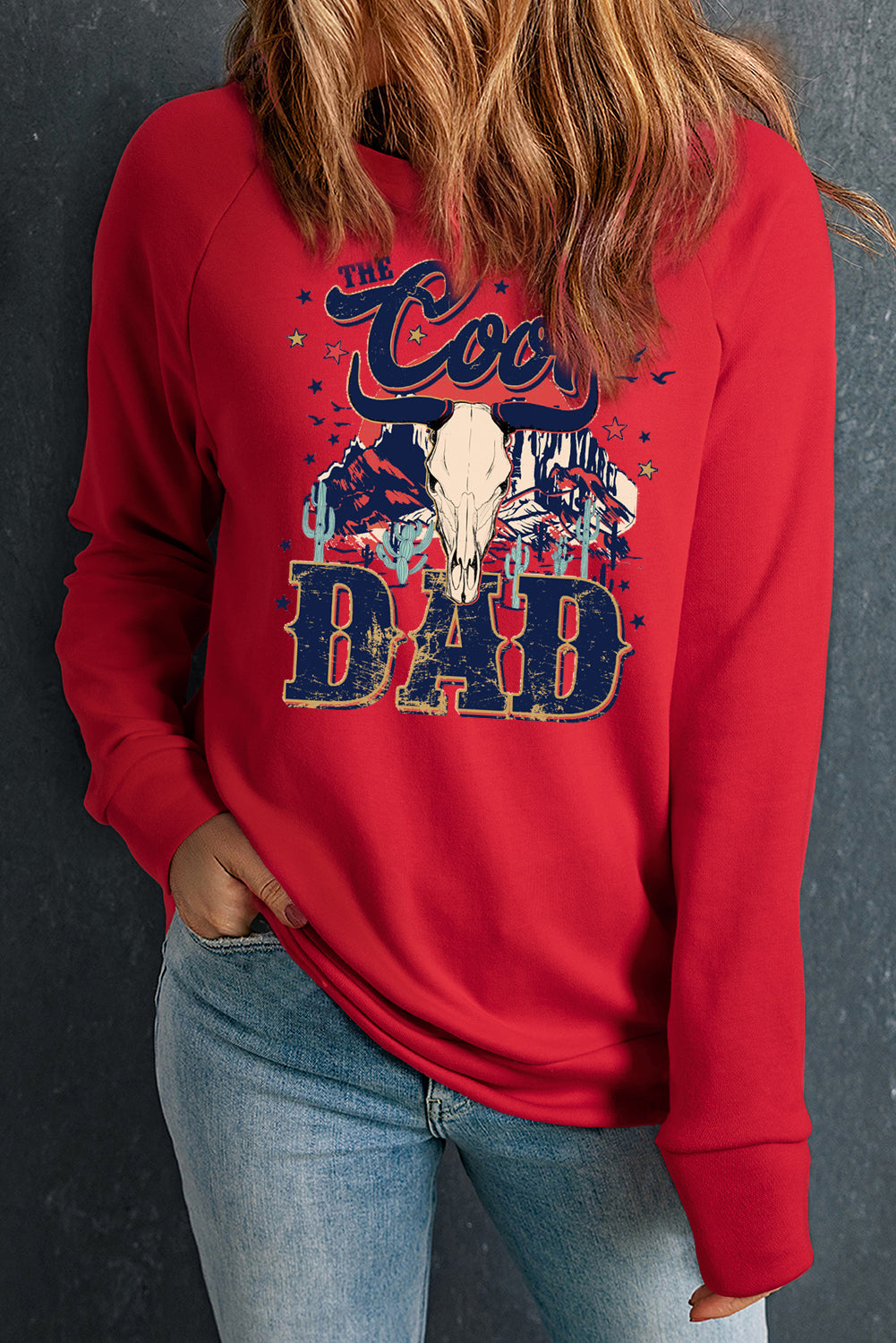 Cool Dad Red Graphic Pullover Sweatshirt