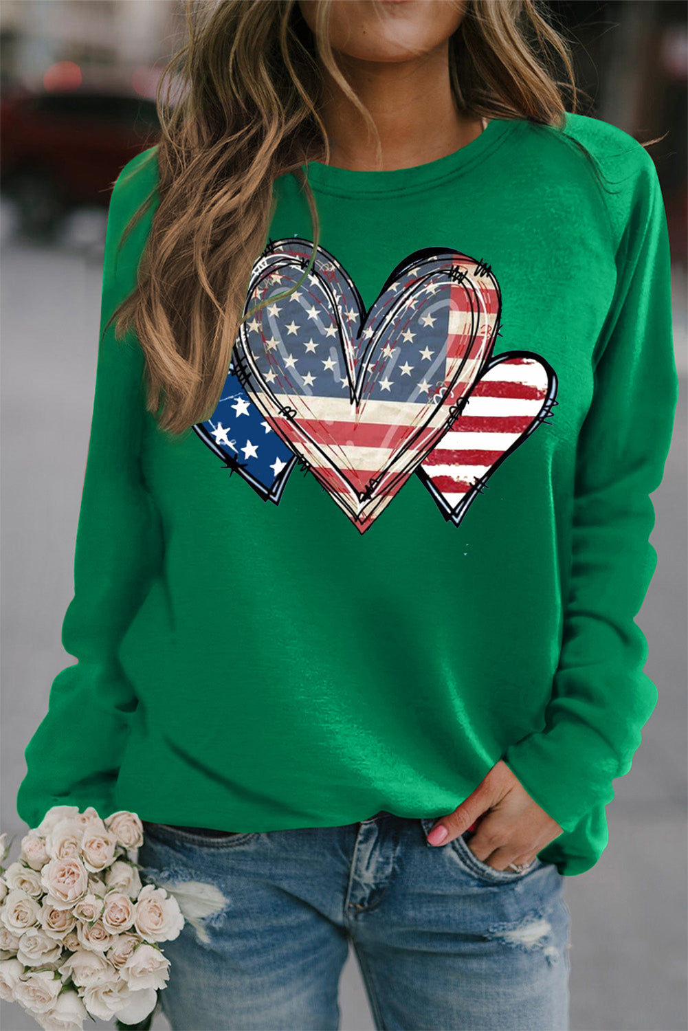 Red Heart Graphic Long Sleeves Sweatshirt