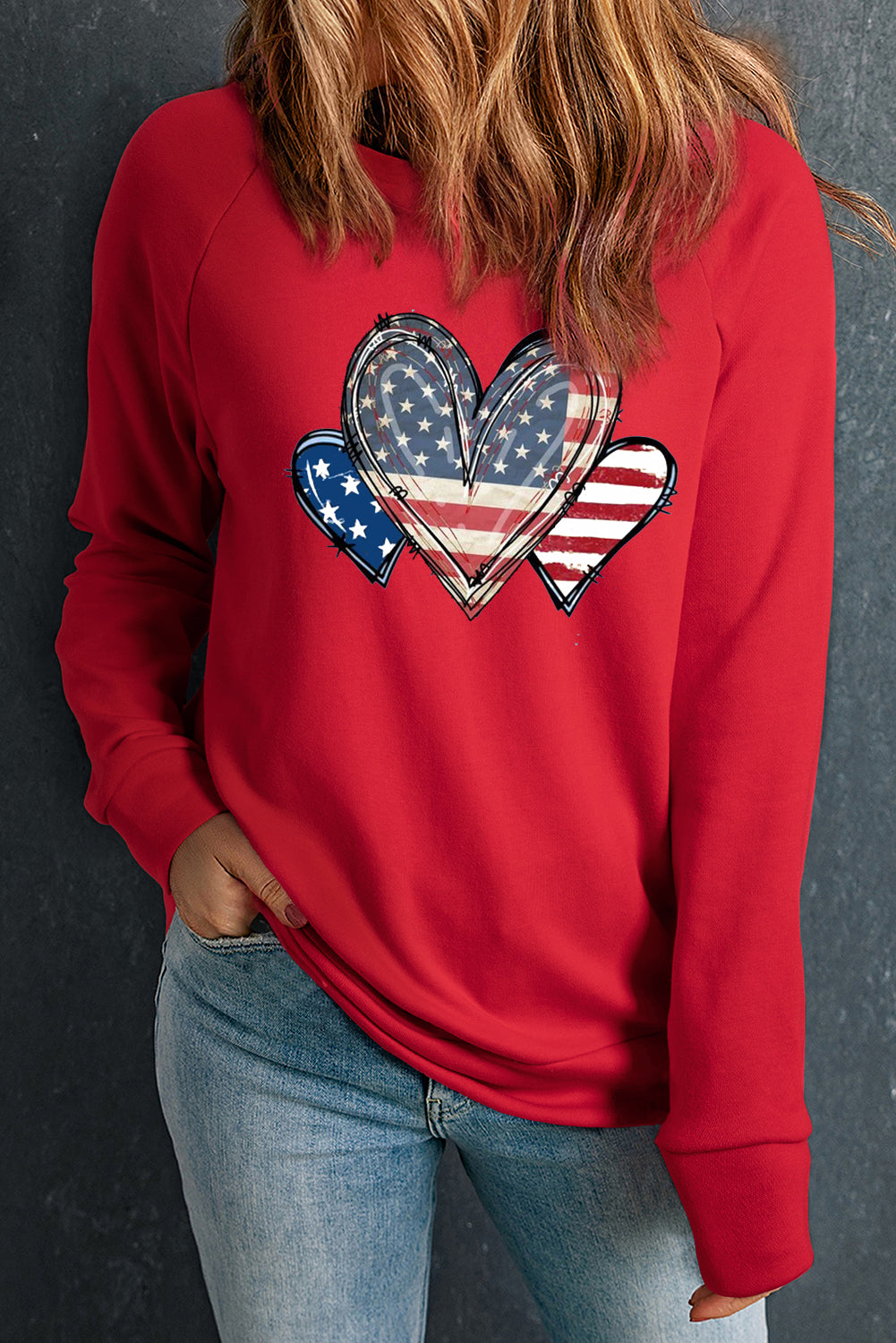 Red Heart Graphic Long Sleeves Sweatshirt