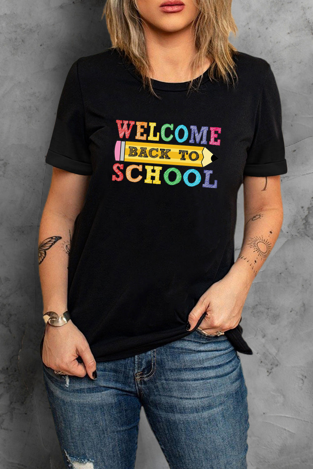 Short Sleeve Welcome Back to School Graphic Top
