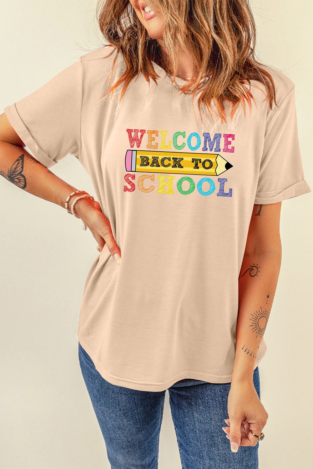 Short Sleeve Welcome Back to School Graphic Top