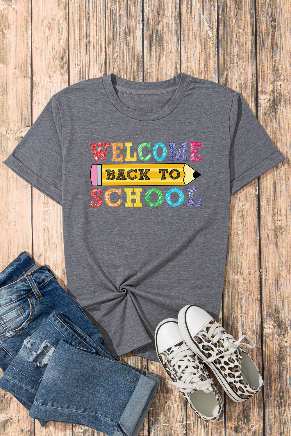 Short Sleeve Welcome Back to School Graphic Top